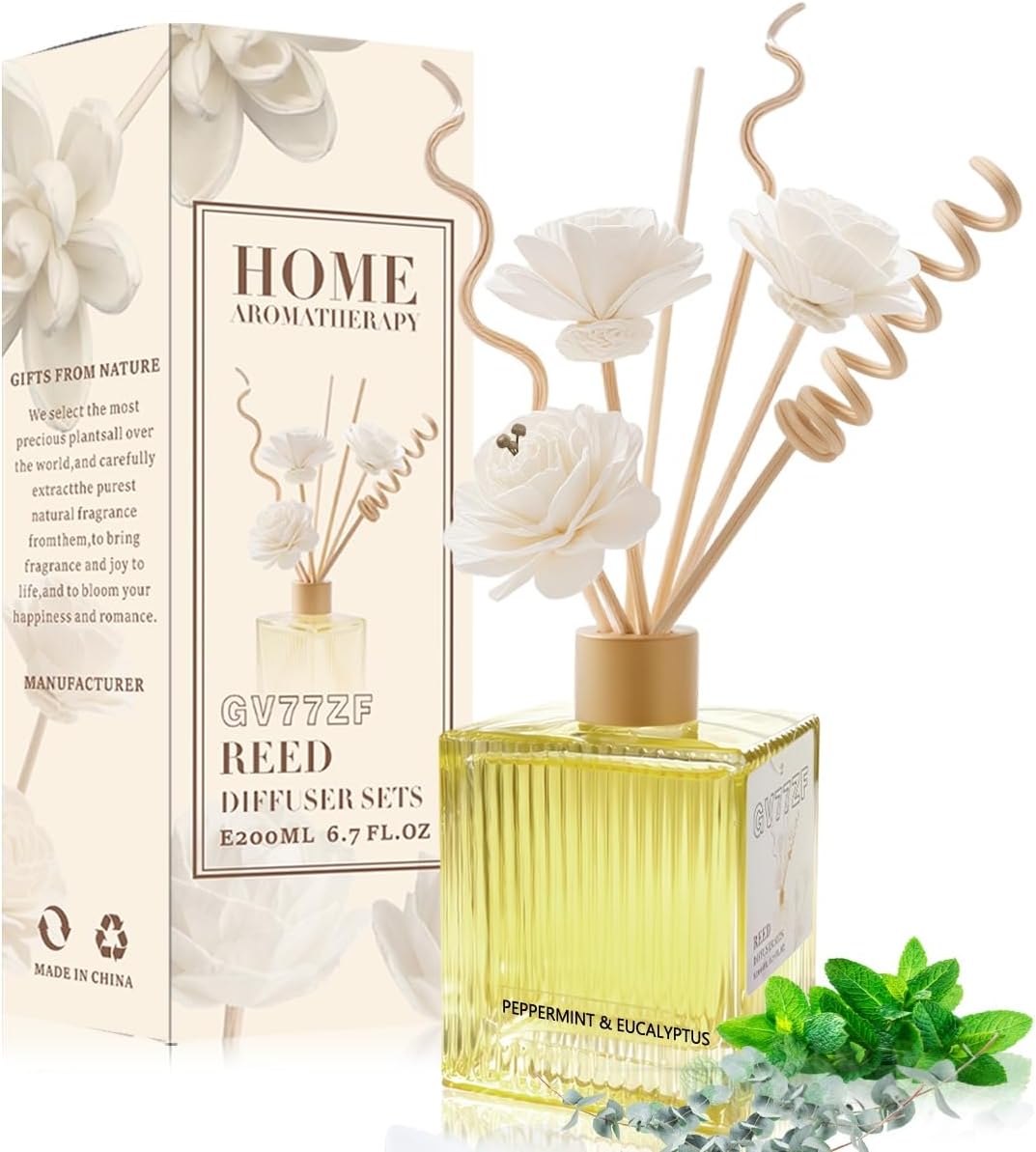Peppermint & Eucalyptus Reed Diffuser 6.7oz (200ml) Bedroom & Home Decor