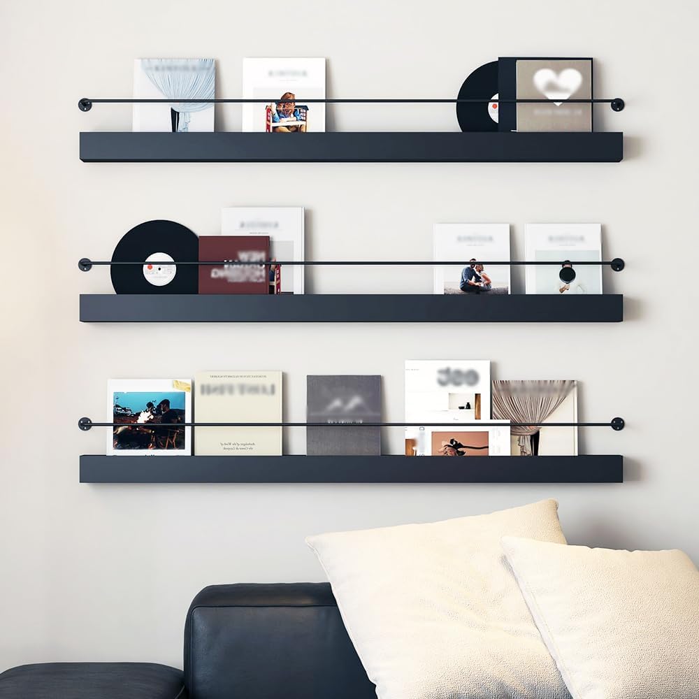 Wall Mounted Magazine Rack, 3 Pack Bookshelf Storage Display Stand Shelves