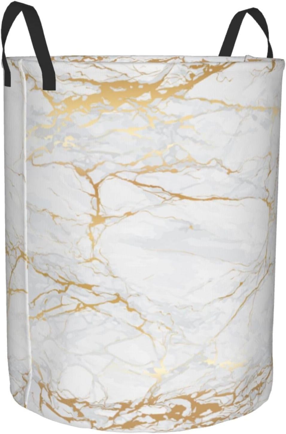 Marble Print Round Laundry Hamper Storage Basket Toys Clothes Organizer Bin For Home Bathroom Bedroom Dorm Nursery, 38l