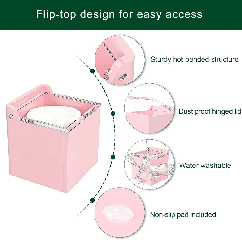 Qtip Holder Dispenser for Cotton Swabs, Balls, Pads, Floss Picks, Lightpink Acrylic Container with Lid Apothecary Jar Bathroom Accessories Canister Vanity Storage Organizer