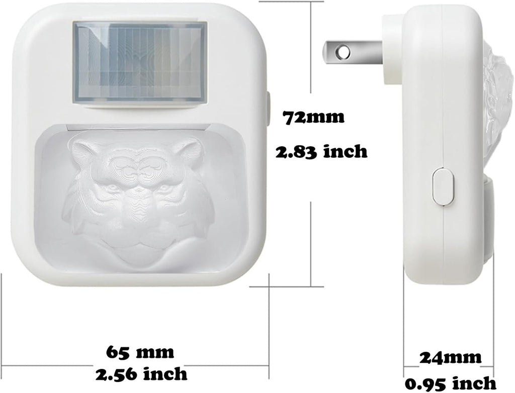 Compact Smart Motion Sensor LED Night Light - Dimmable, Adjustable Color, Plug-in for Hallway, Bathroom, Bedroom - Travel-Friendly (Tiger Head, 2)