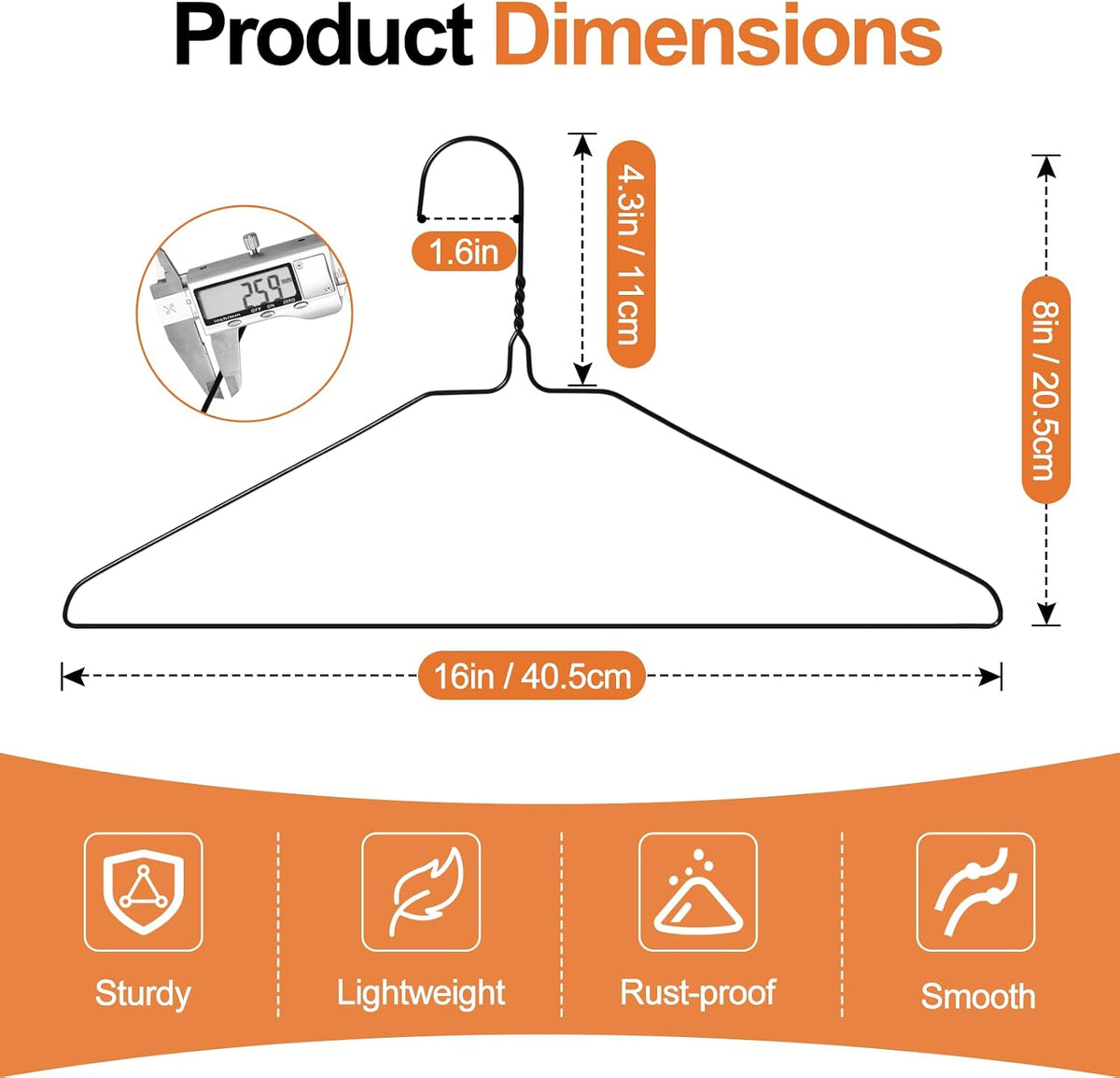 FUDESY Metal Wire Clothes Hangers 100 Pack Bulk, Space Saving, 16 in, Black