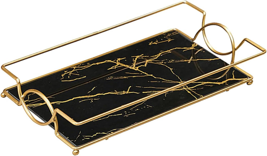 Toilet Tank Tray Black Gold Glass Bathroom Vanity Organizer