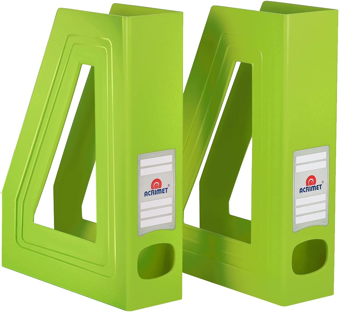 Acrimet Magazine File Holder, Vertical Desk Organizer, Green Citrus, 2 Pack