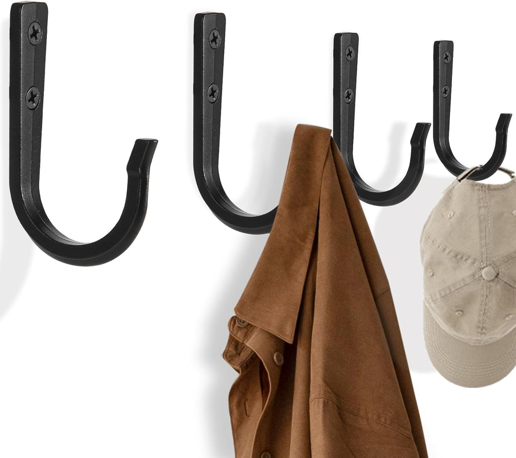 12Pcs Wall Hooks for Hanging Coat/Towel - 50LB Screw in Metal Hanger Wall Mount, for Outdoor, Closet, Door, Bathrooms, Backpack, Robe
