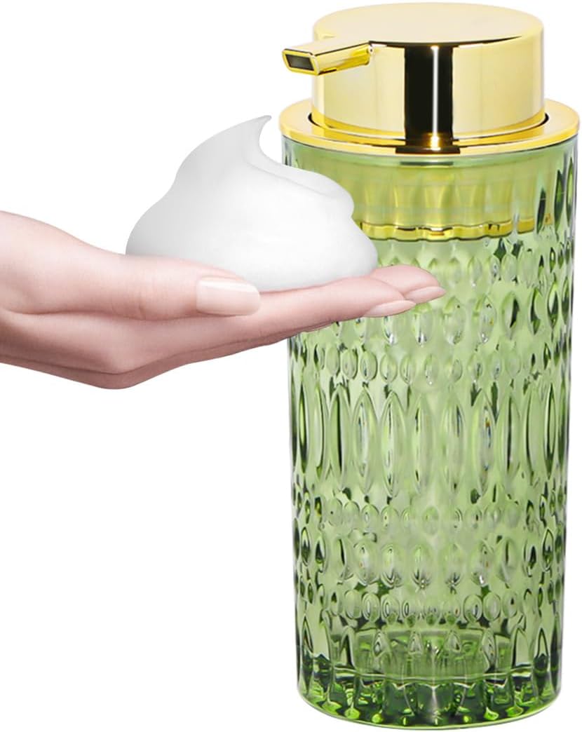 Green Glass Foaming Soap Dispenser
