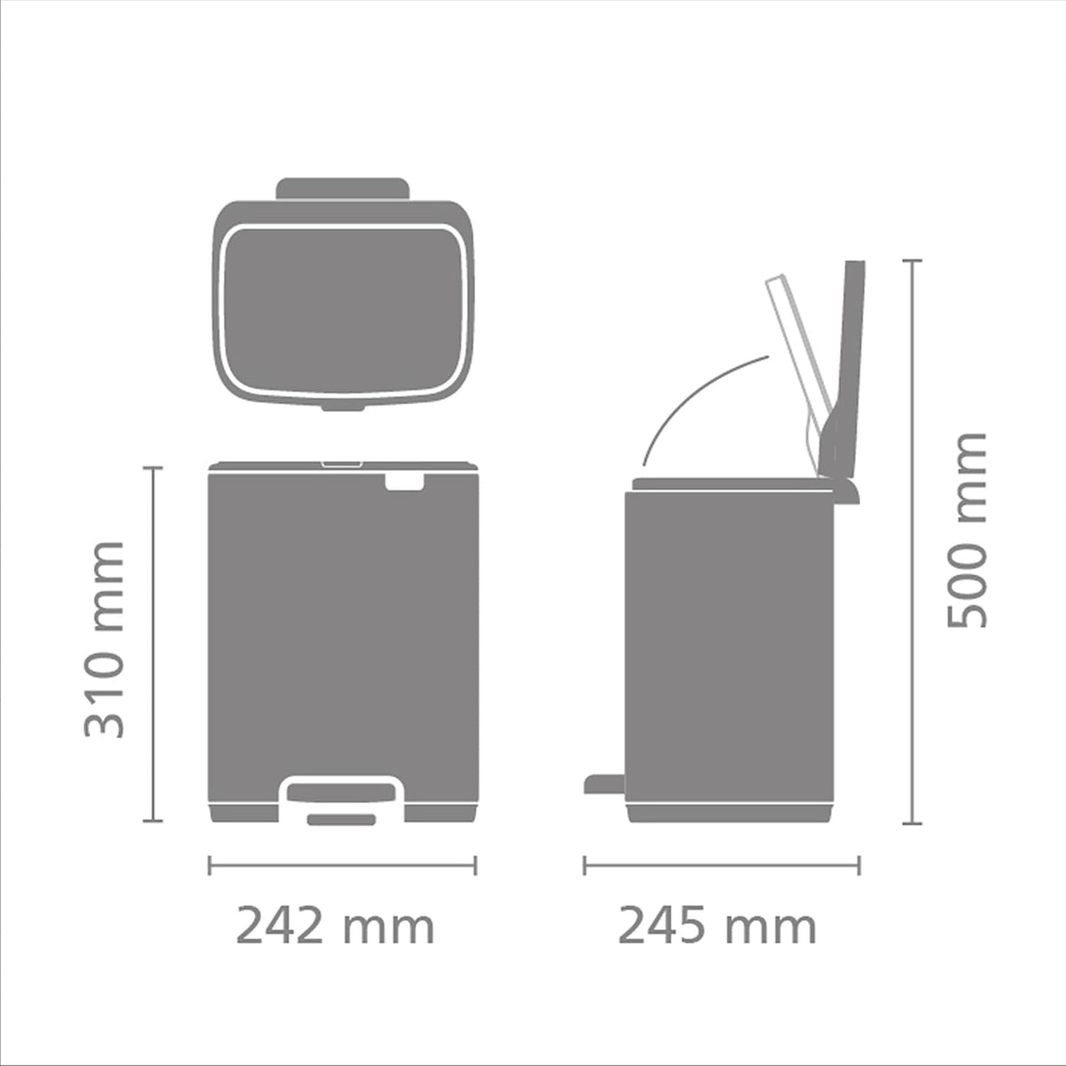 Brabantia Bo Small Step-On Trash Can | 1.8 Gal / 7L | Matt Steel Fingerprint Proof | Light-Pedal, Soft-Close, Bedroom, Bathroom, Nursery Trash Can, Removable Inner Bucket, Non-Slip Base | + Trash Bags