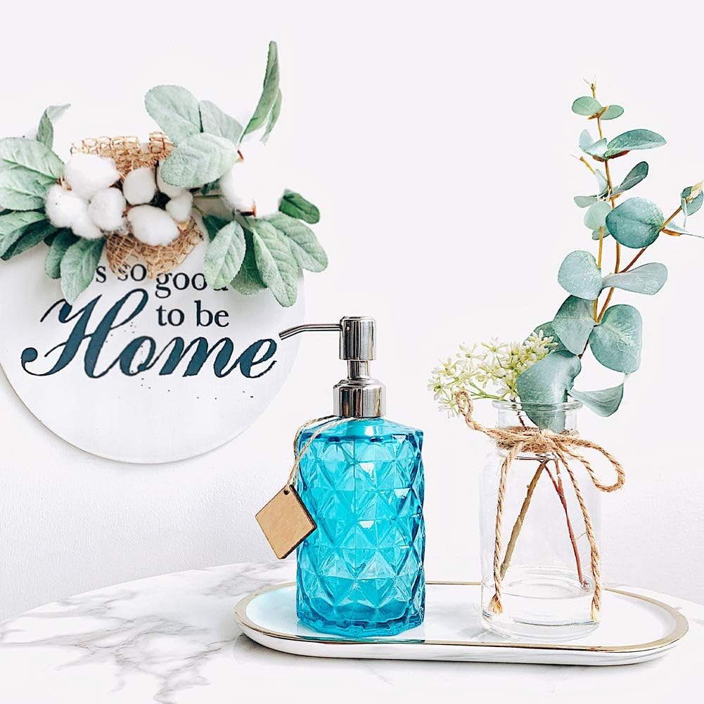 JASAI 12 Oz Diamond Design Soap Dispenser with Rust Proof Soap Pump