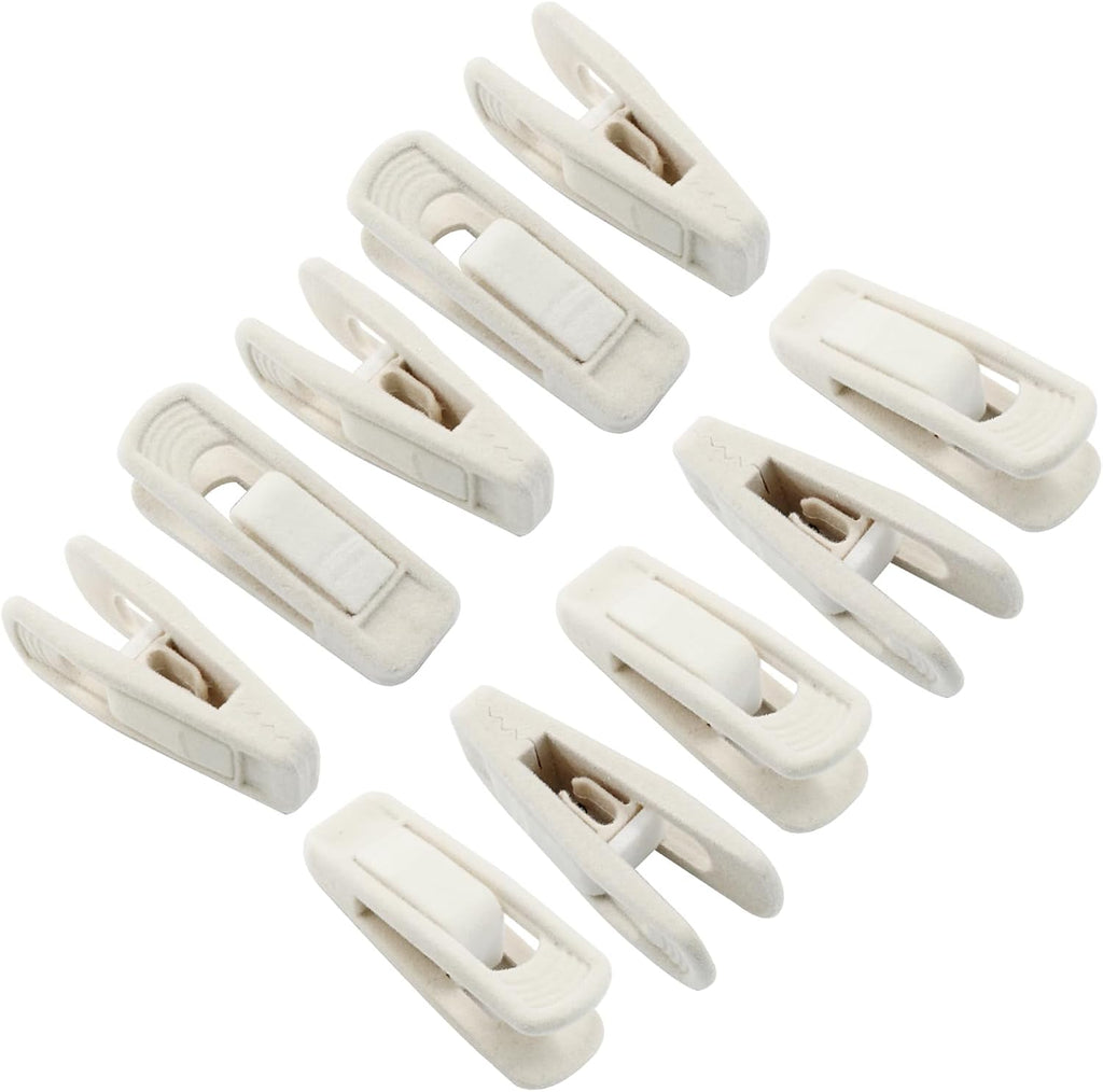 Hordion 40Pcs Ivory Velvet Hanger Clips, Strong Finger Clip Pants Hangers