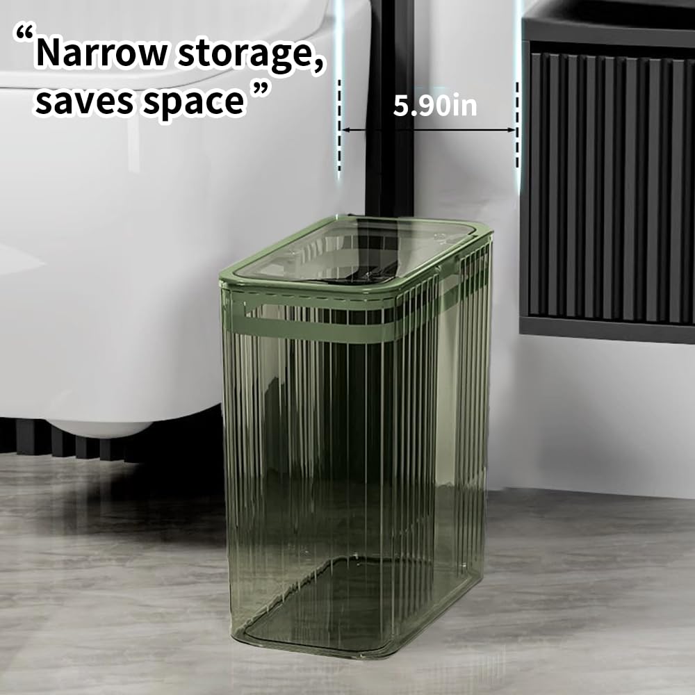 Bathroom Trash Cans with Lids, 3.5 Gallon (Green)