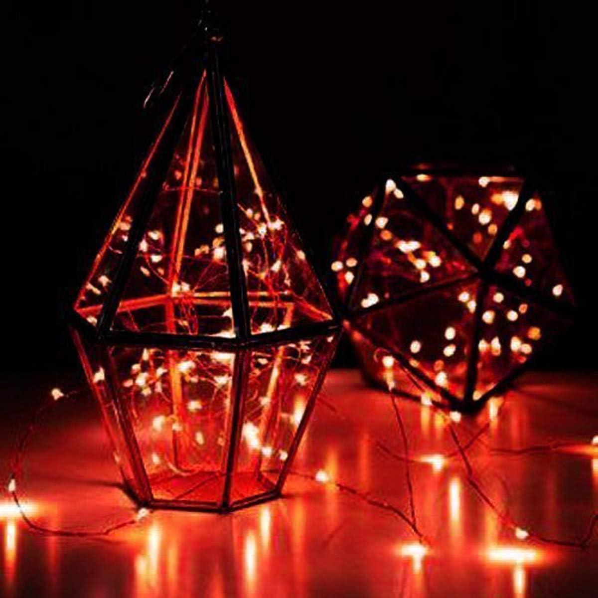 YKB 6 Pack Fairy Lights Battery Operated with 20 Mini LEDs on 6.6FT Copper Wire, Starry String Lights Powered by 2xCR2032(Incl) Batteries, for Wedding Holiday Halloween Christmas Decor Red