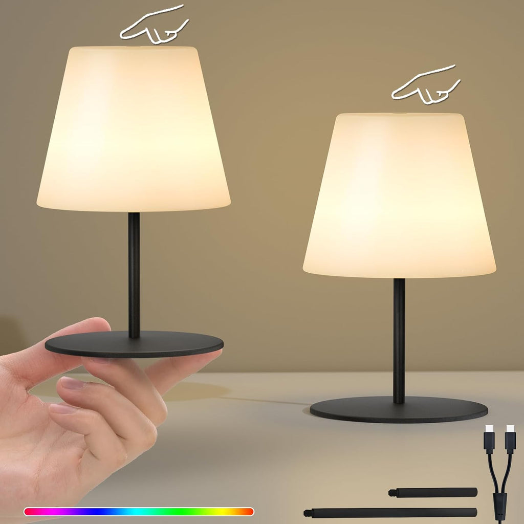 uuffoo 2 Pcs Mini Touch Shower Lamps Waterproof with 2-Step Warm White