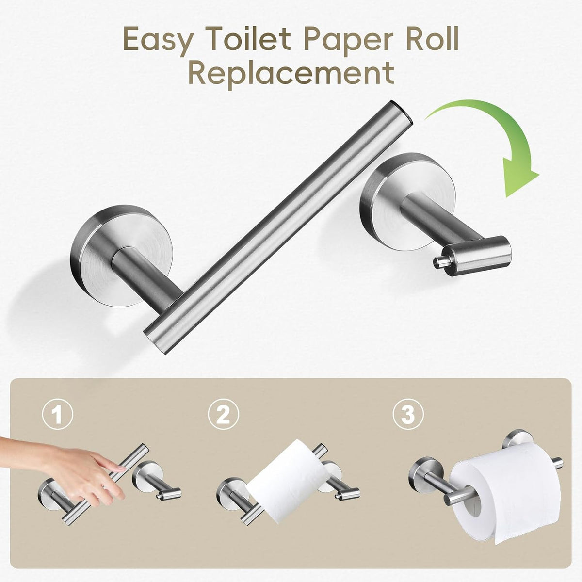 Toilet Paper Holder, NEWRAIN Double Post Pivoting Bathroom Toilet Paper Roll Holder, Stainless Steel Wall Mounted RV Tissue Roll Holder, Brushed Nickel Commercial Farmhouse Toilet Paper Dispenser