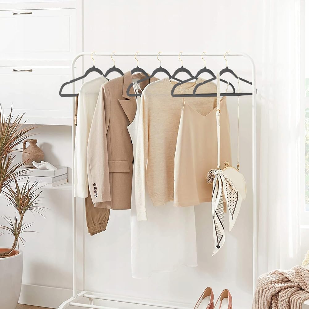 Stormix Adult Velvet Hangers Non-Slip Shoulder Notches, 17.3'' 52 Pack Gray