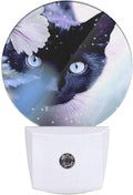 EKOBLA Cat and White Flower Night Light, Plug in Wall Light with Sensor
