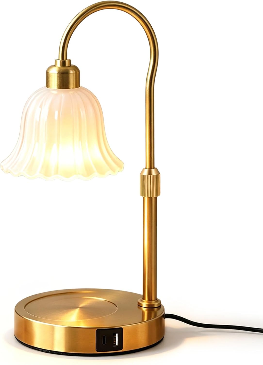 DomeStar Gold Candle Warmer Lamp, Flower Wax Melt Lamp with Timer