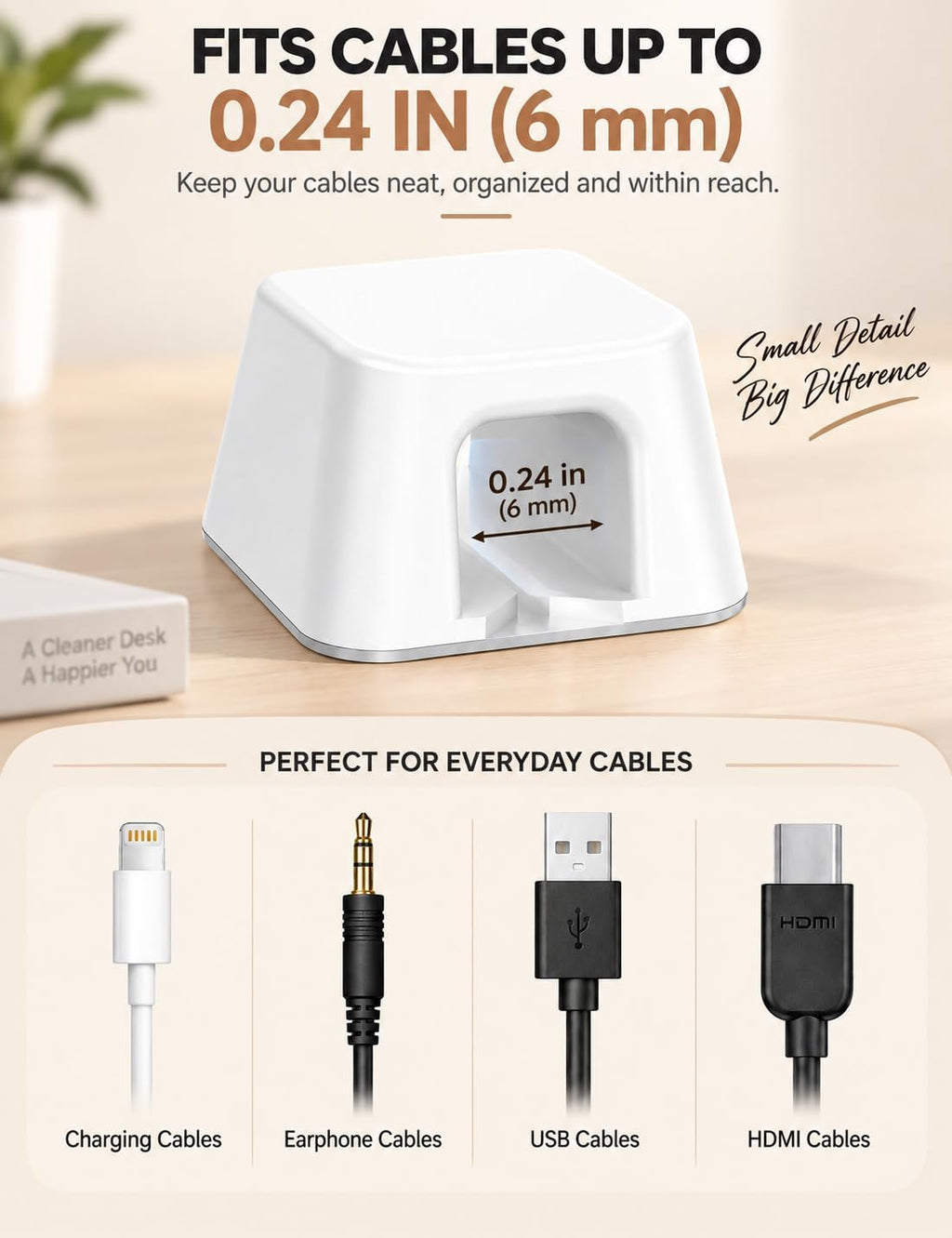 Viaky 8 Pack Magnetic Cord Holder,White Cable Clip for Desk Car Home Office