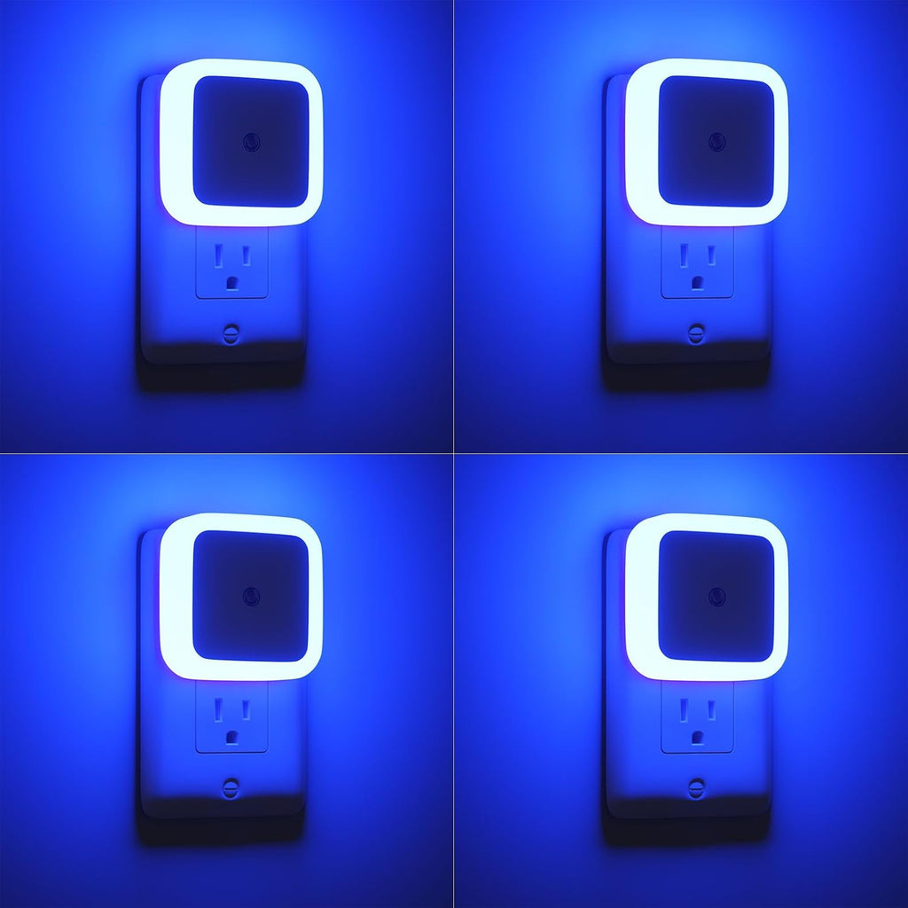 Sujeet Blue Night Light 4 Pack,Night Lights Plug into Wall 4-Pack, Nightlight Plug in Night Lights, Dusk to Dawn Night Lamp Led Night Light for Bedroom, Bathroom, Hallway