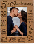 KATE POSH 5th Anniversary Engraved Natural Wood Picture Frame and Gifts, 5th Wood Wedding Anniversary (5x7-Vertical)
