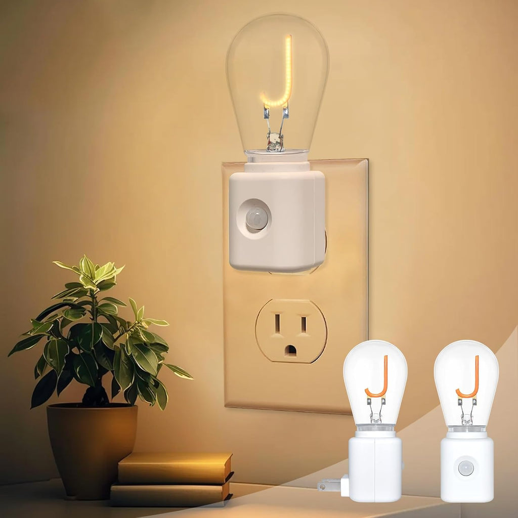 Night Lights Plug into Wall,Automatic LED Night Light with 10-100LM Dimmable, J-Type 2200K Plug in Night Lights with Motion Sensor, for Bathroom Hallway, 2-Pack