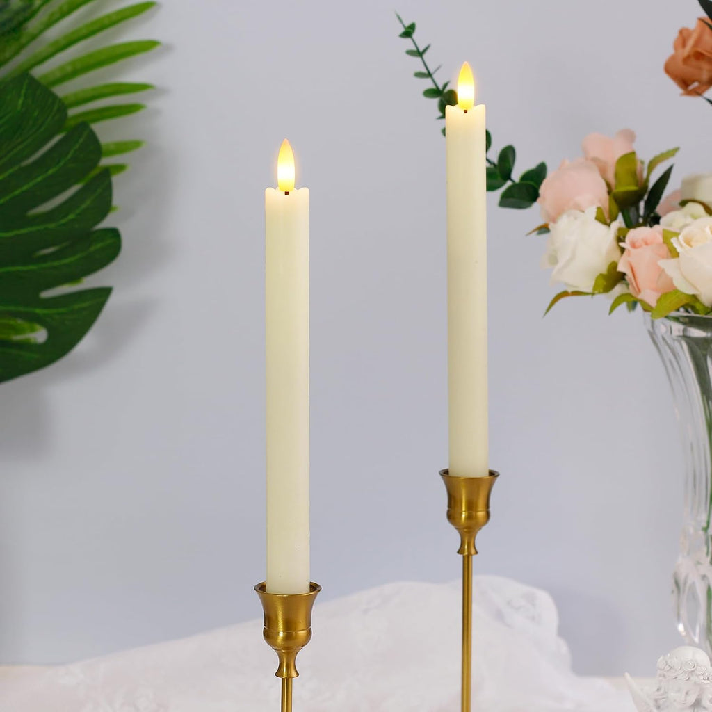 LED Flameless Taper Candles with Remote Timer,Ivory Battery Operated Flickering Window Candles,Pack of 4 Real Wax Warm Fire 3D-Wick Flameless Candlesticks,Home Wedding Decor(0.78" x 9.64")