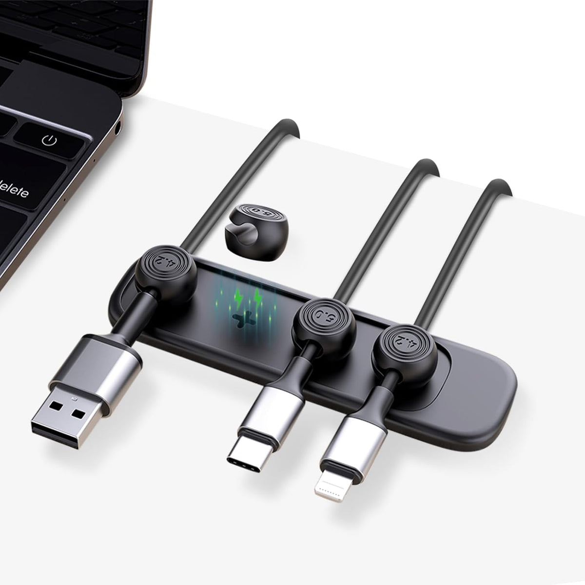 Wanheart Magnetic Cable Organizer for Desk, Adhesive Base & 4 Cable Clips