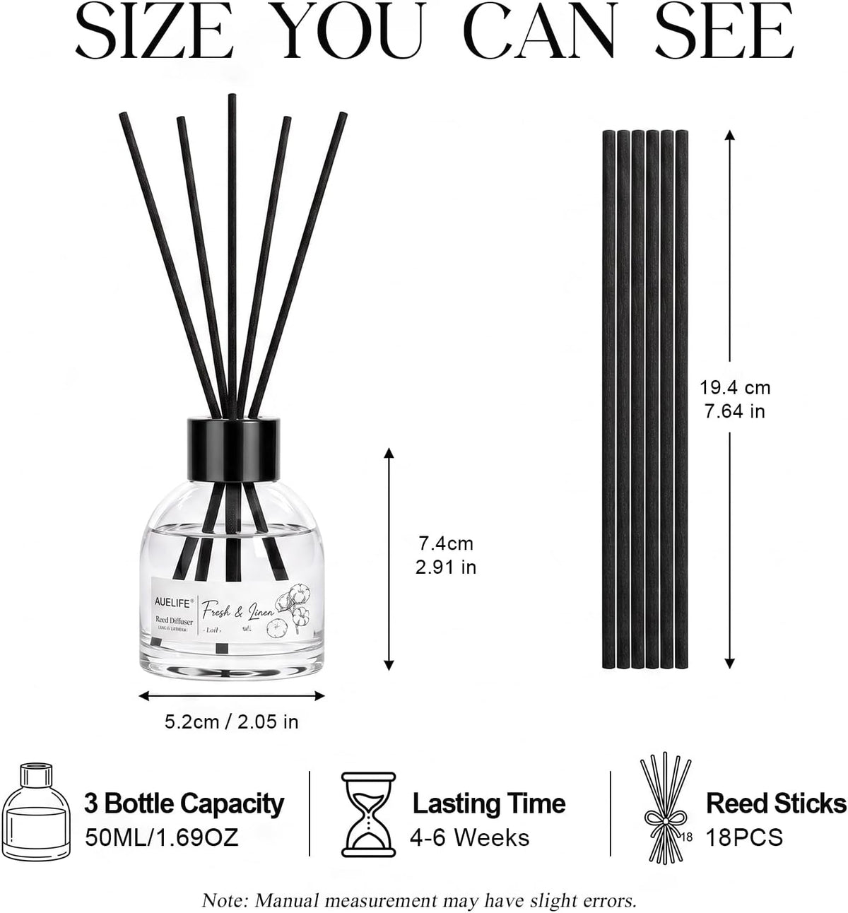 AUEFLIE Reed Diffuser Set of 3, Sea Salt/Eucalyptus Lavender/Fresh Linen