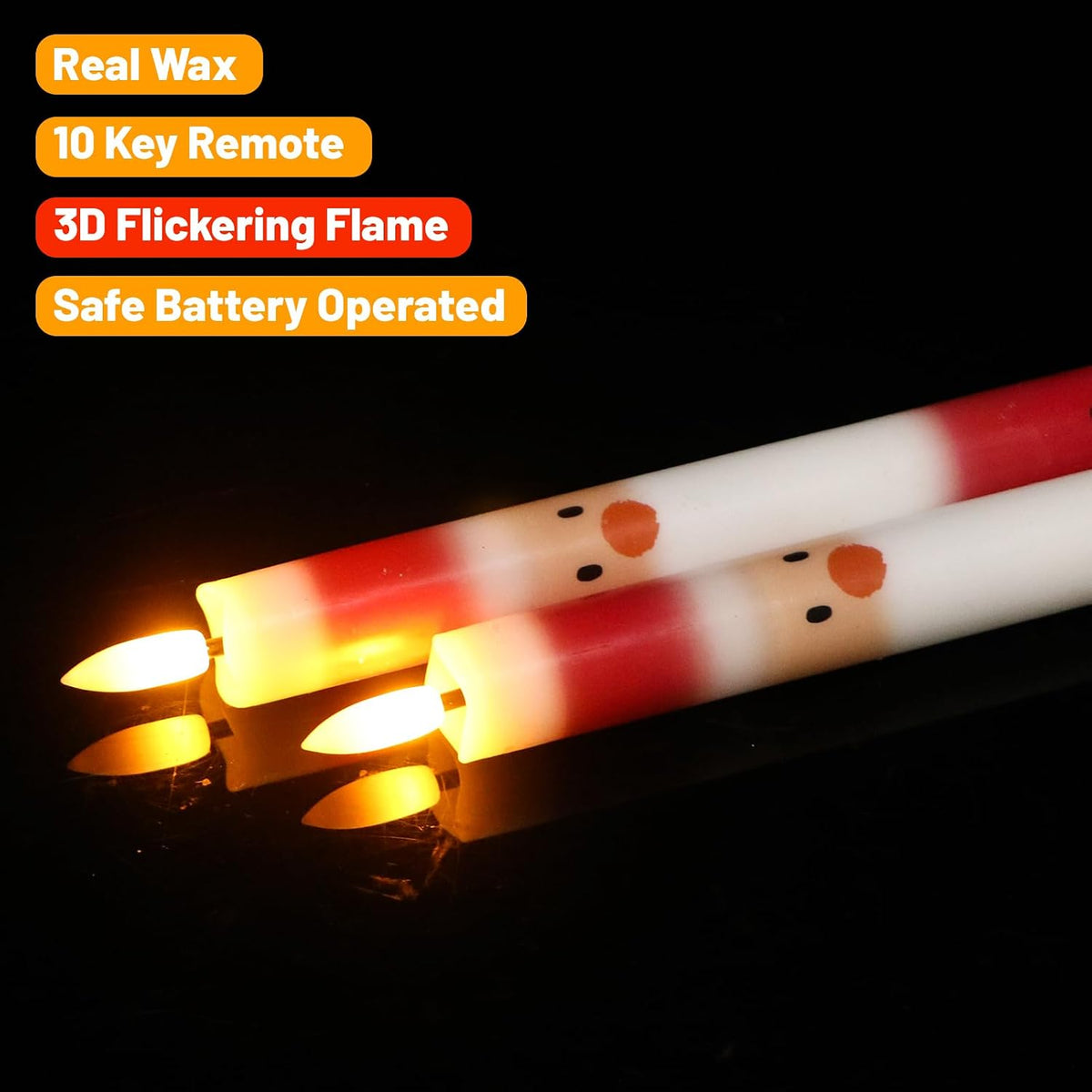 Wondise Christmas Santa Flameless Taper Candles with Remote Timer