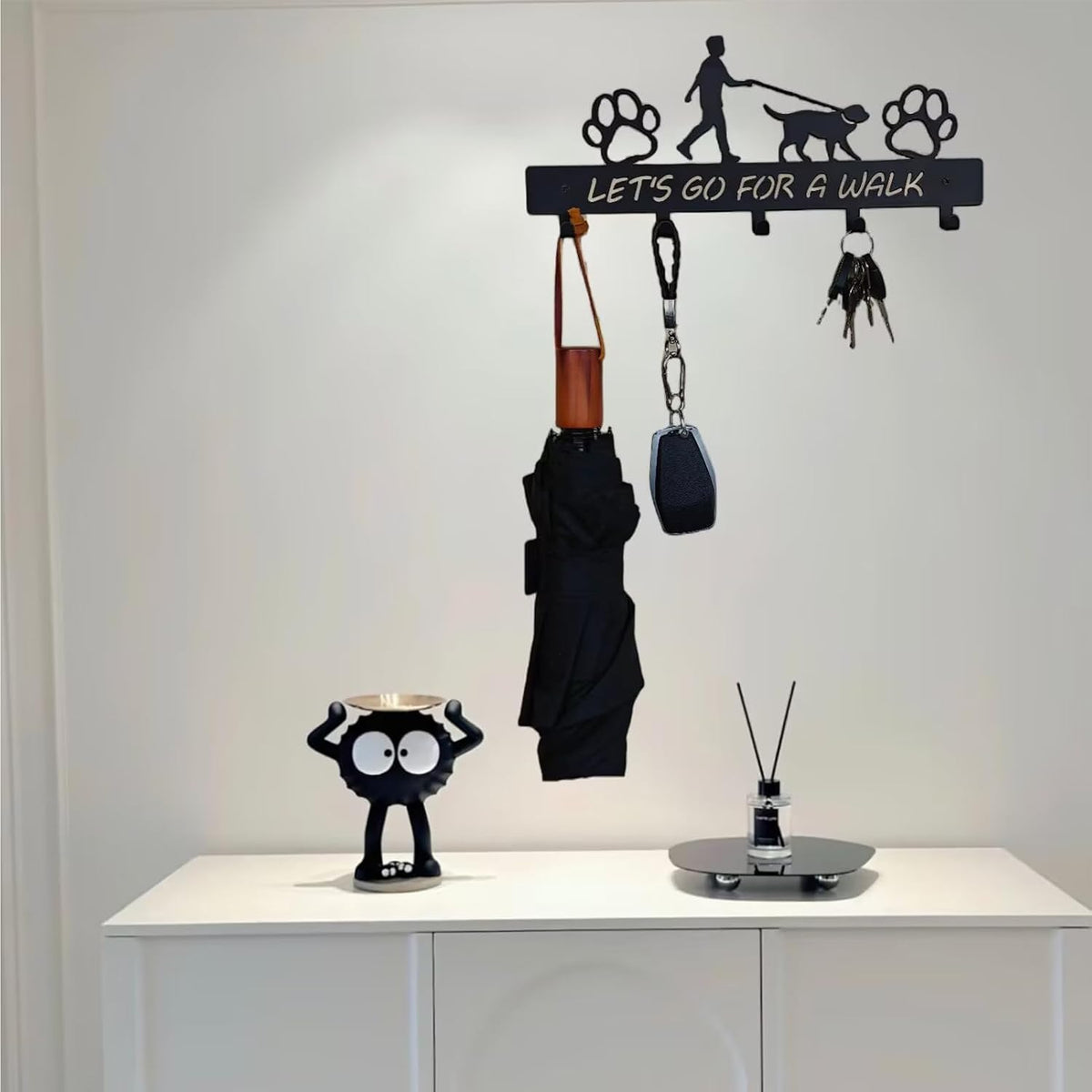 Dog Leash Holder Wall Mount, Dog Supply Organizer with 5 Hooks