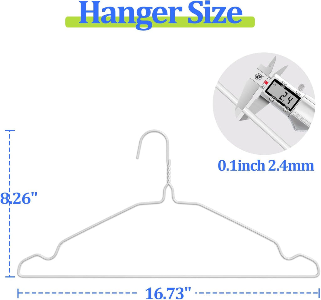 Space Saving Metal Wire Clothes Hangers, 50 Pack, 17 Inch, White