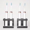 Set of 2 Electric Toothbrush Holder Wall Mounted, 18/8 Stainless Steel Toothbrush Stand with Diatomite Dish, 3M Self Adhesive Toothbrush Storage Rack for Bathroom (Black)