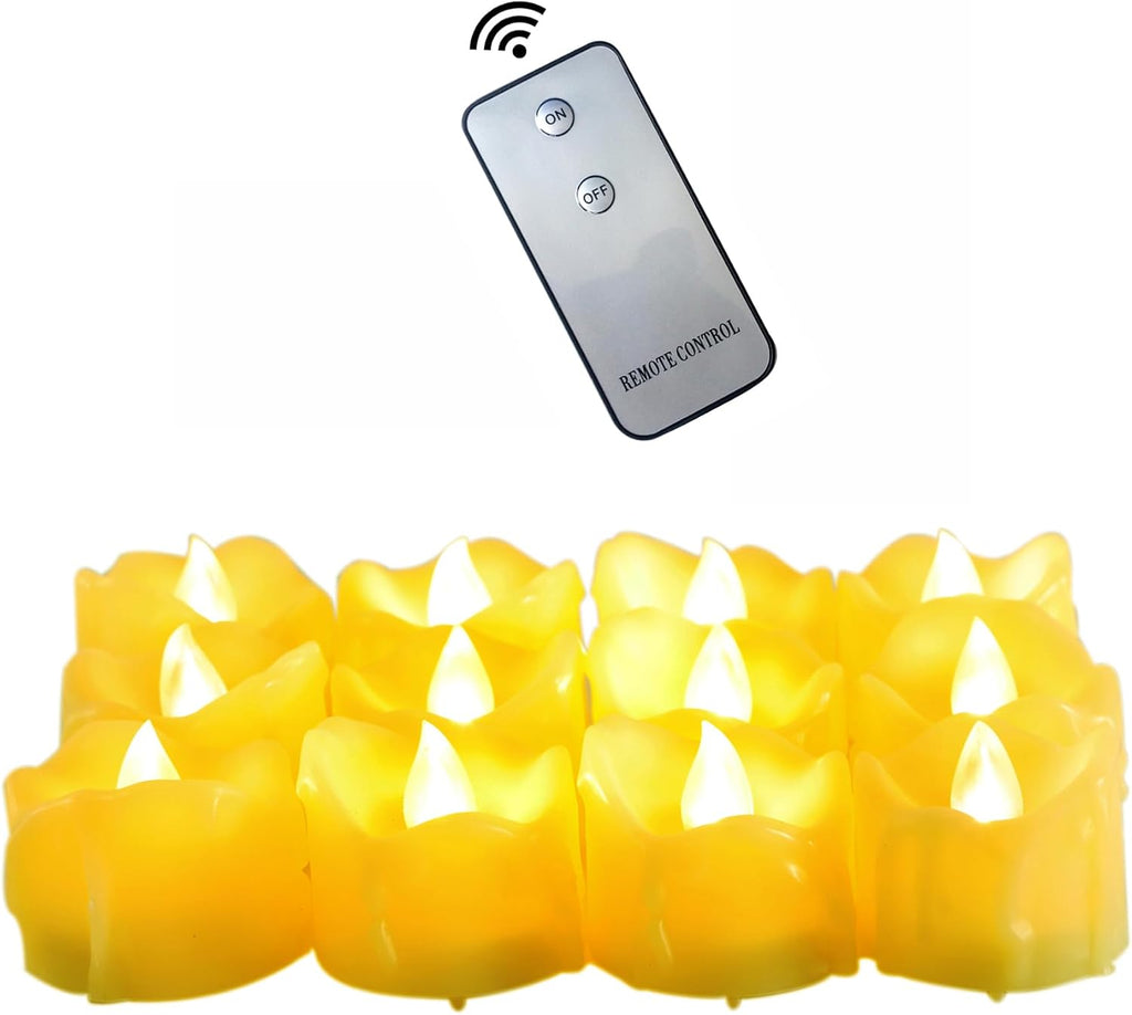 Battery Operated Flameless LED Tea Lights Tealight Candles w/Remote 12 PCS