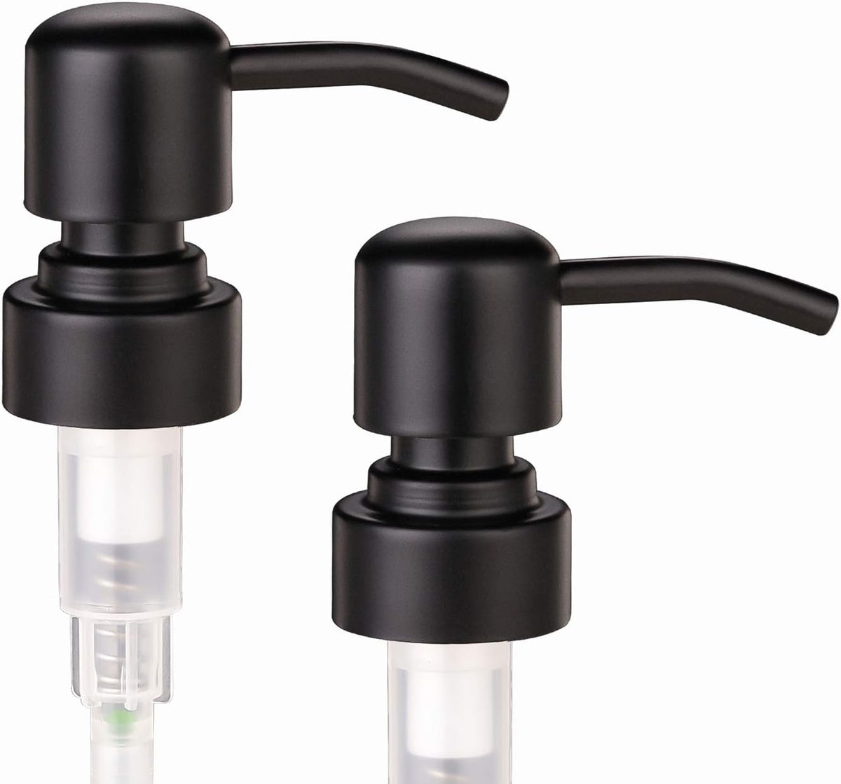 2 Pack Thick Clear Glass Pint Jar Soap Dispenser with Matte Black Stainless Steel Pump, 16ounce Clear Boston Round Bottles Dispenser with Rustproof Pump for Essential Oil, Lotion Soap