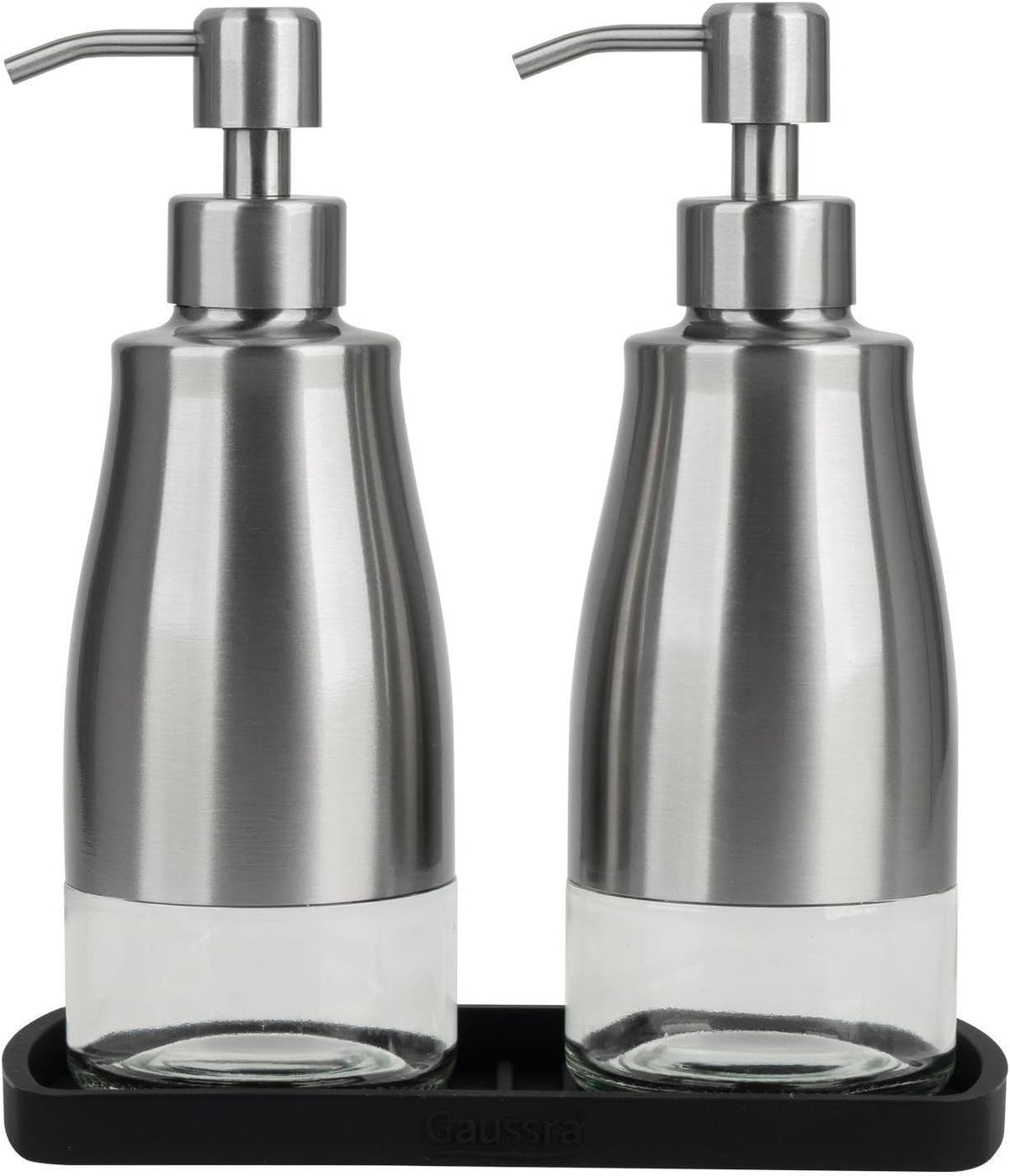 Gaussra Kitchen Soap Dispenser with Silicone Tray & Stickers 11 OZ / 320 ML
