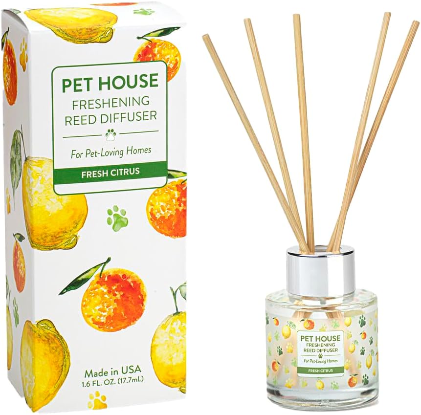 Fresh Citrus Home Freshening Reed Diffuser Set Pet House