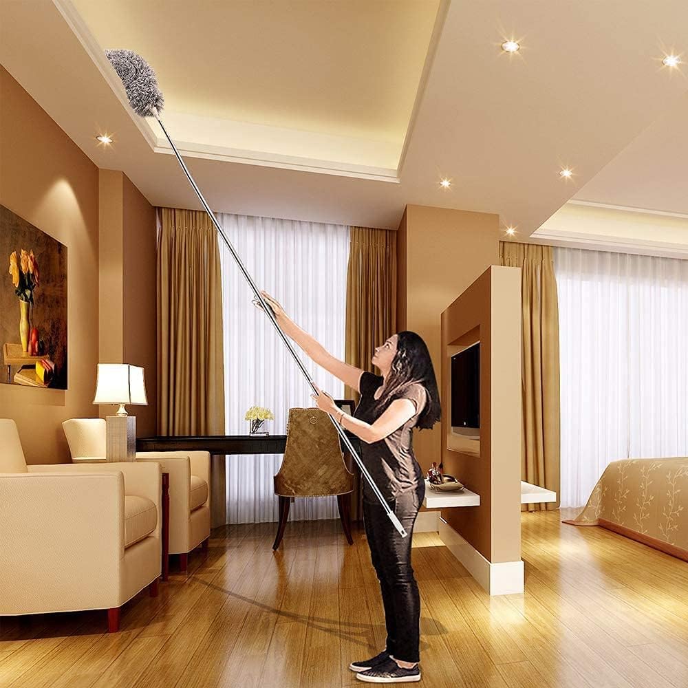 Duster with Extension Pole, 30-100 Inch & Bendable Microfiber Duster Head
