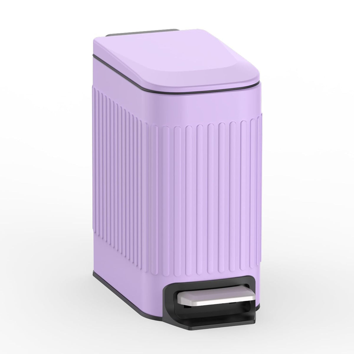 TrashAid 1.6Gal Slim Bathroom Trash Can with Lid Soft Close & Pedal, Purple