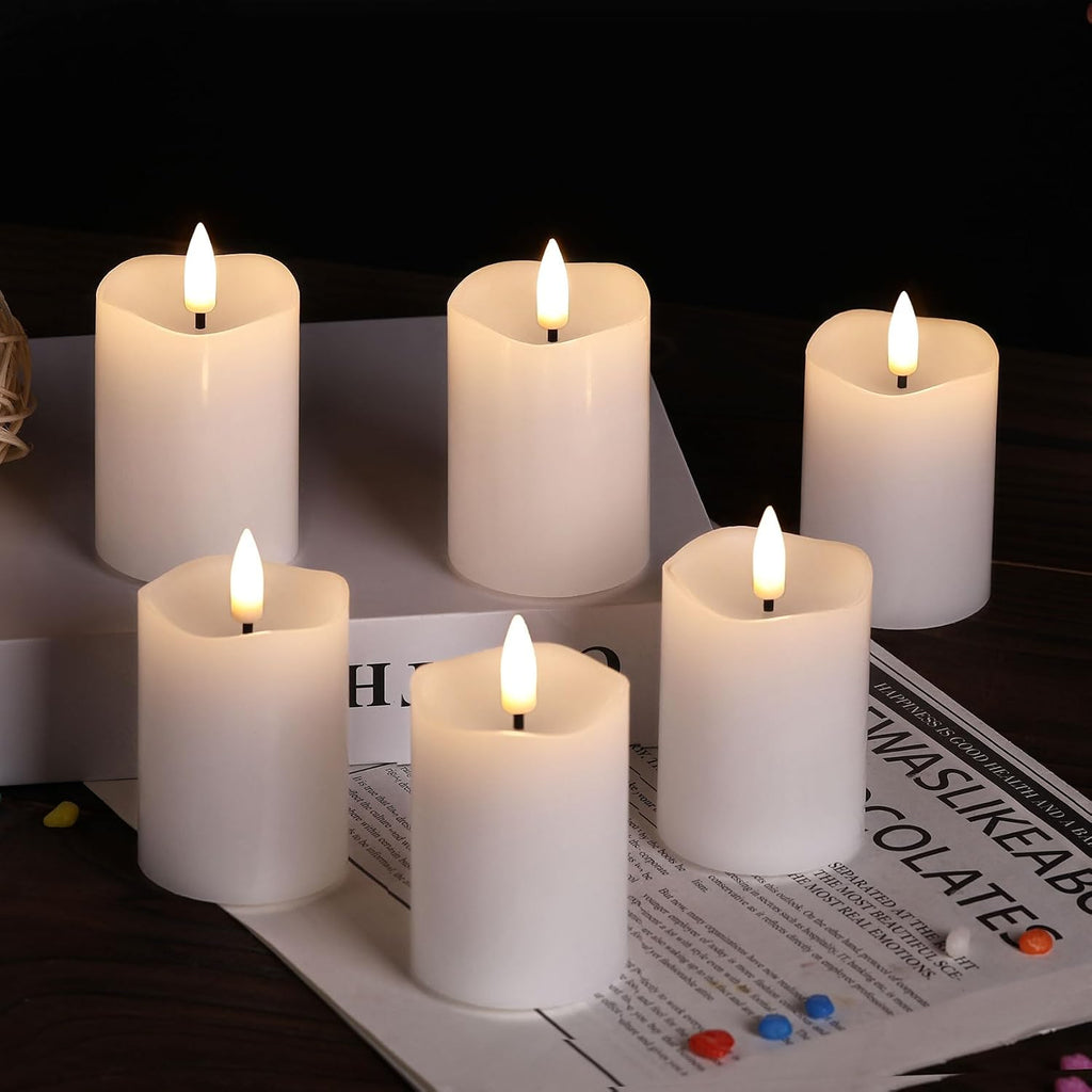 White Flameless Votive Candles with Remote Batteries Set of 6