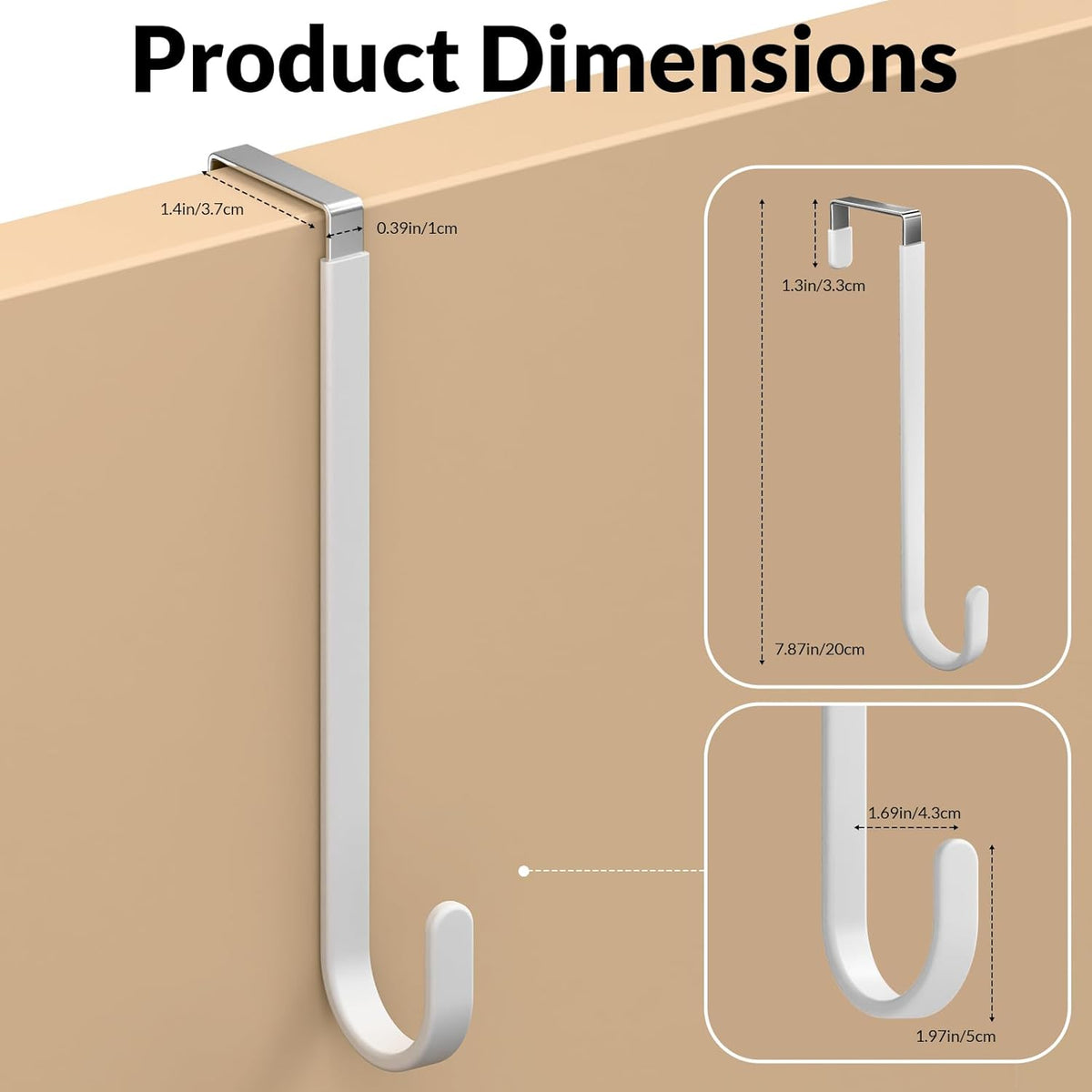 Long Over The Door Hooks, Rubber Coated Door Hanger for Hanging Clothes