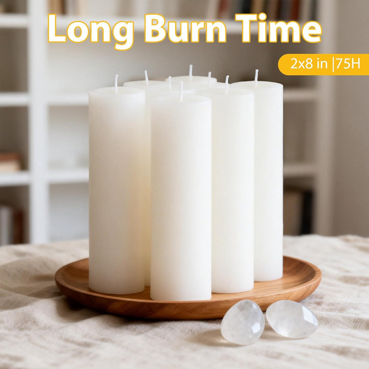 12 Pack 2 x 8 Inch Unscented White Pillar Candles, Dripless Smokeless Clean Burning Cylinder Candles for Wedding, Home Decor, Church & Emergency Lighting