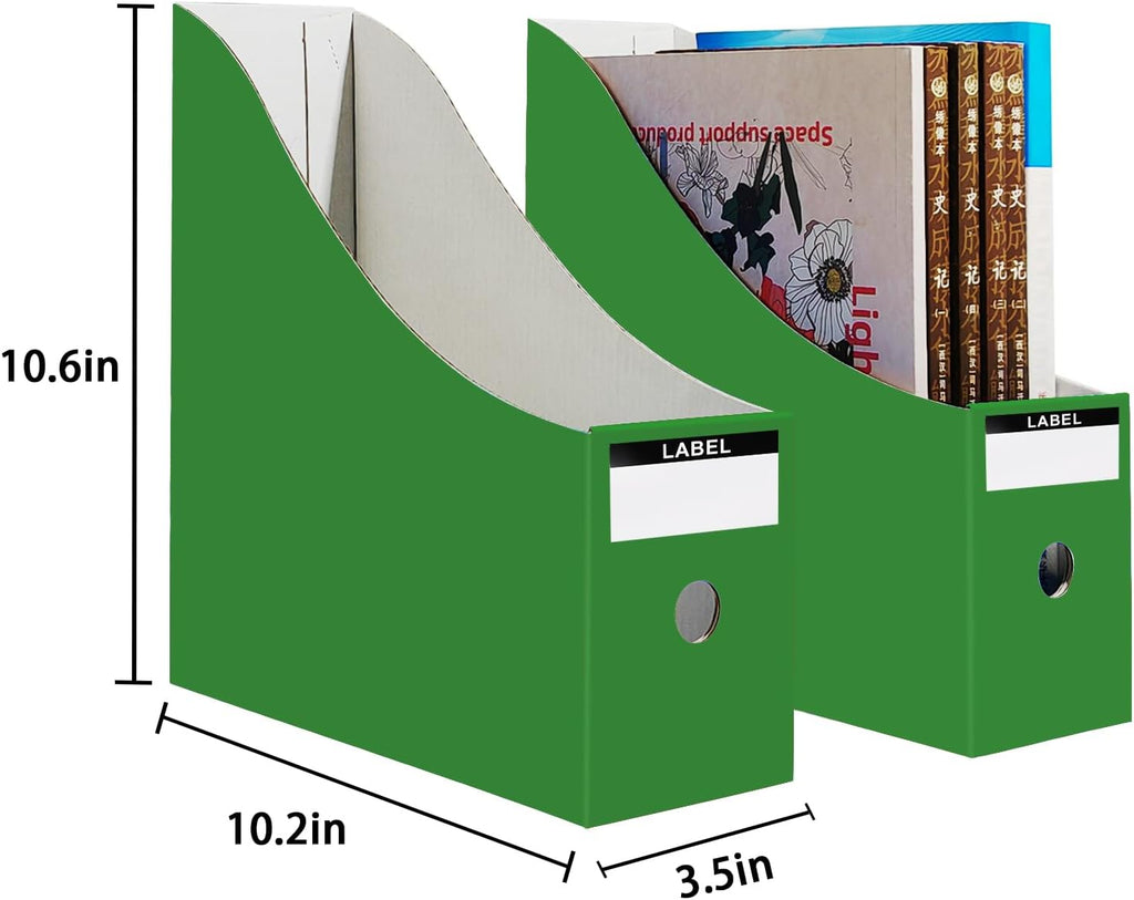 Limitliho 6 Pack Green Cardboard Magazine File Holder for Desk or Shelves