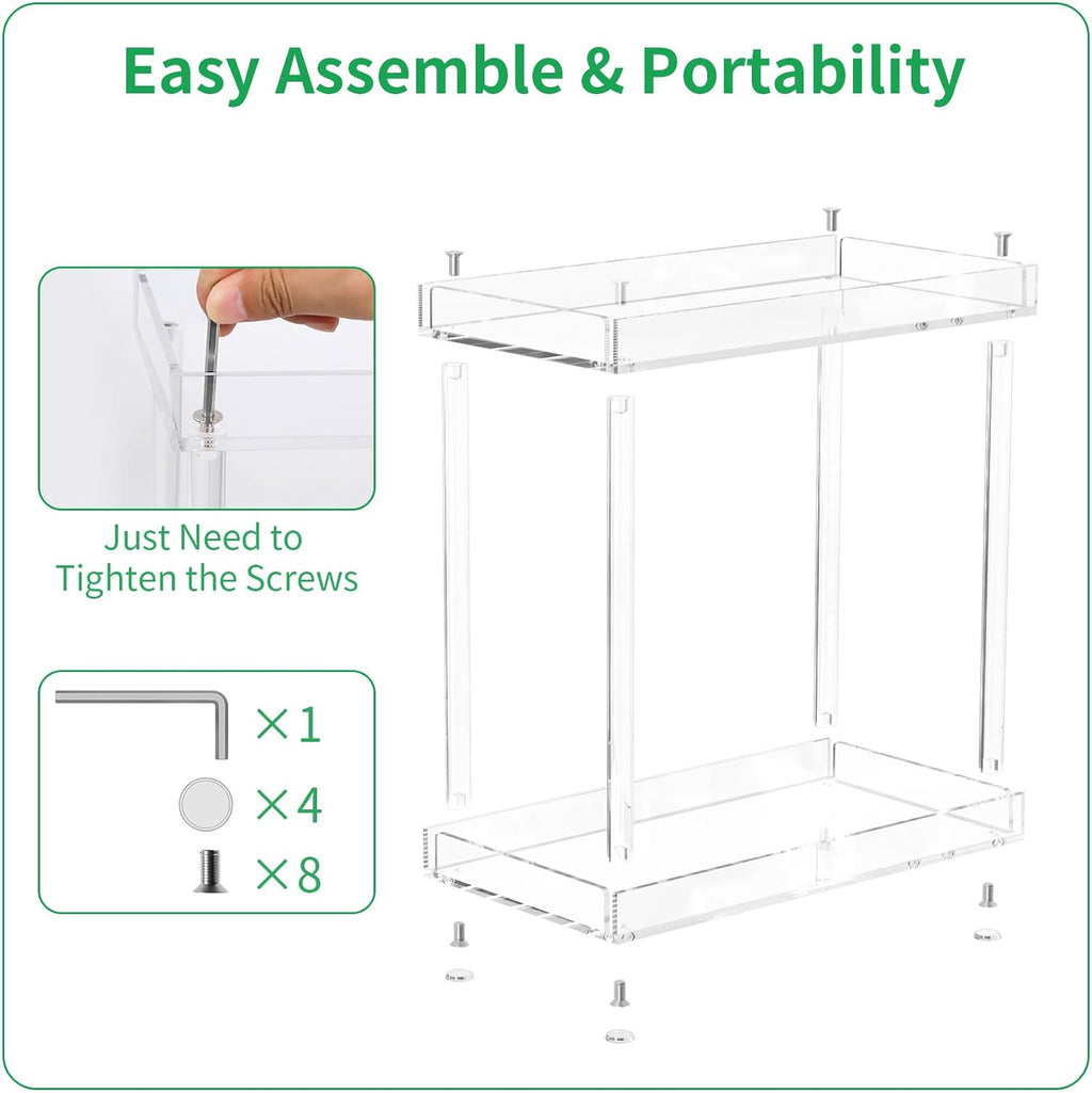 NPPLUS 2-Tier Clear Acrylic Bathroom Organizer Rectangle Counter Shelf