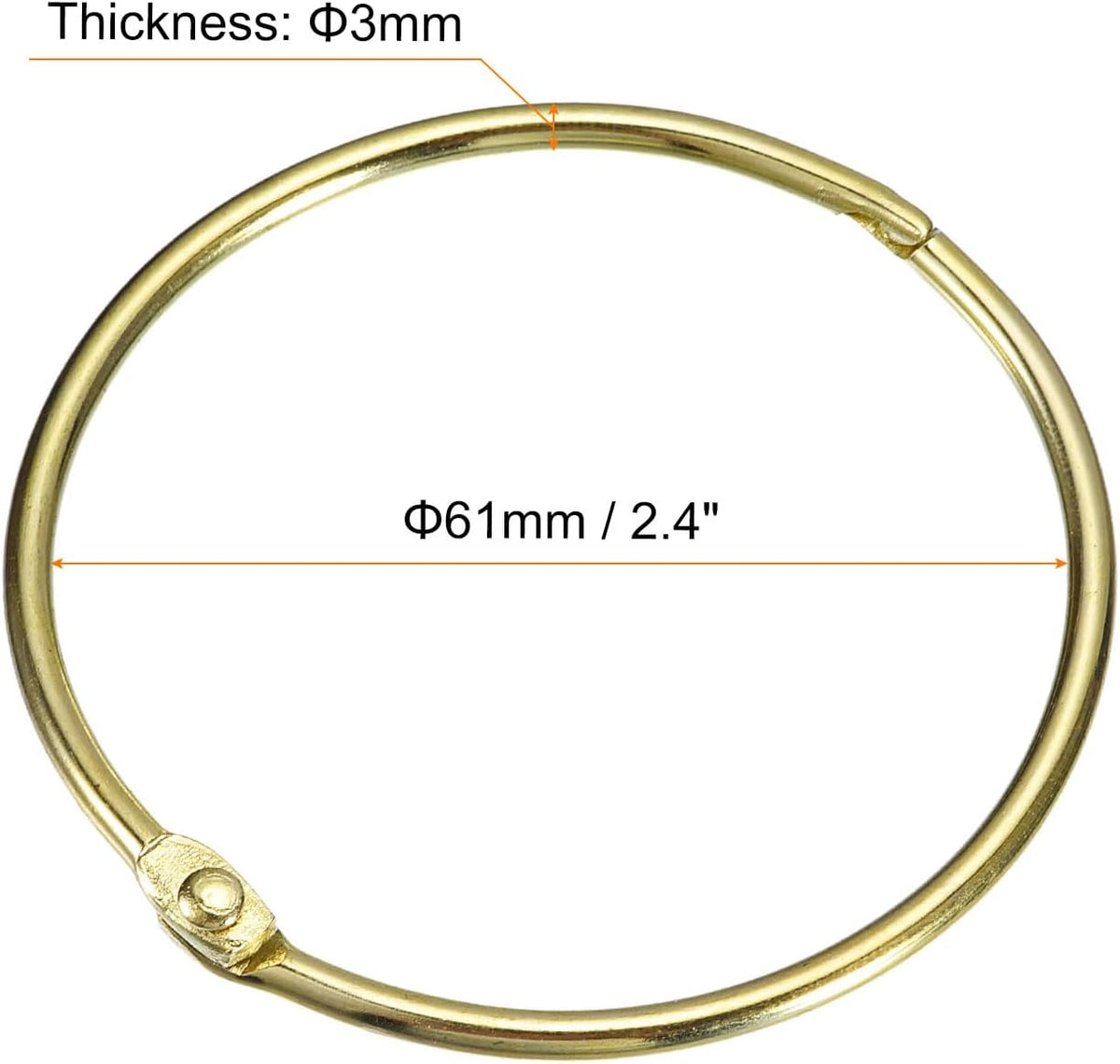 uxcell 24Pcs 2.5 Inch Shower Curtain Rings Rustproof Metal Round Shower Hooks Snap Joint Design for Bathroom Shower Rod, Gold