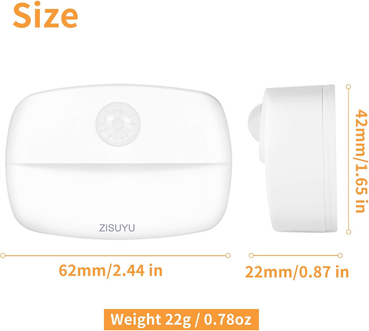 ZISUYU Mini Motion Sensor Night Light Indoor Battery Operated(White,6 Pack)