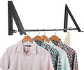 Laundry Drying Rack, Wall Mounted Retractable Clothes Hanger, Aluminium Home Storage Organization Space Savers for Home(2 Racks with Rod,Black)