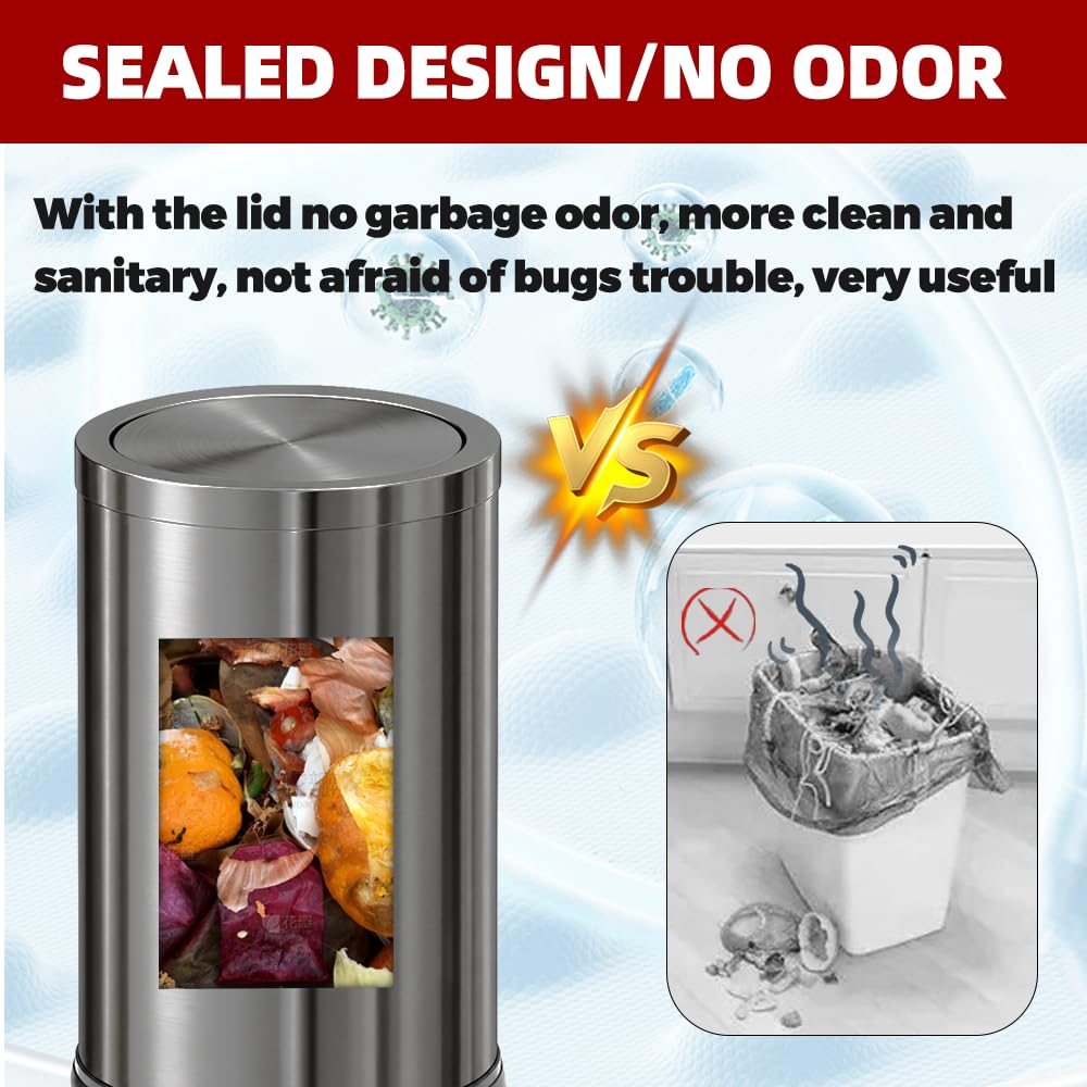 9L/2.4Gal Small Trash Can with Flip Lid,Bathroom Trash can