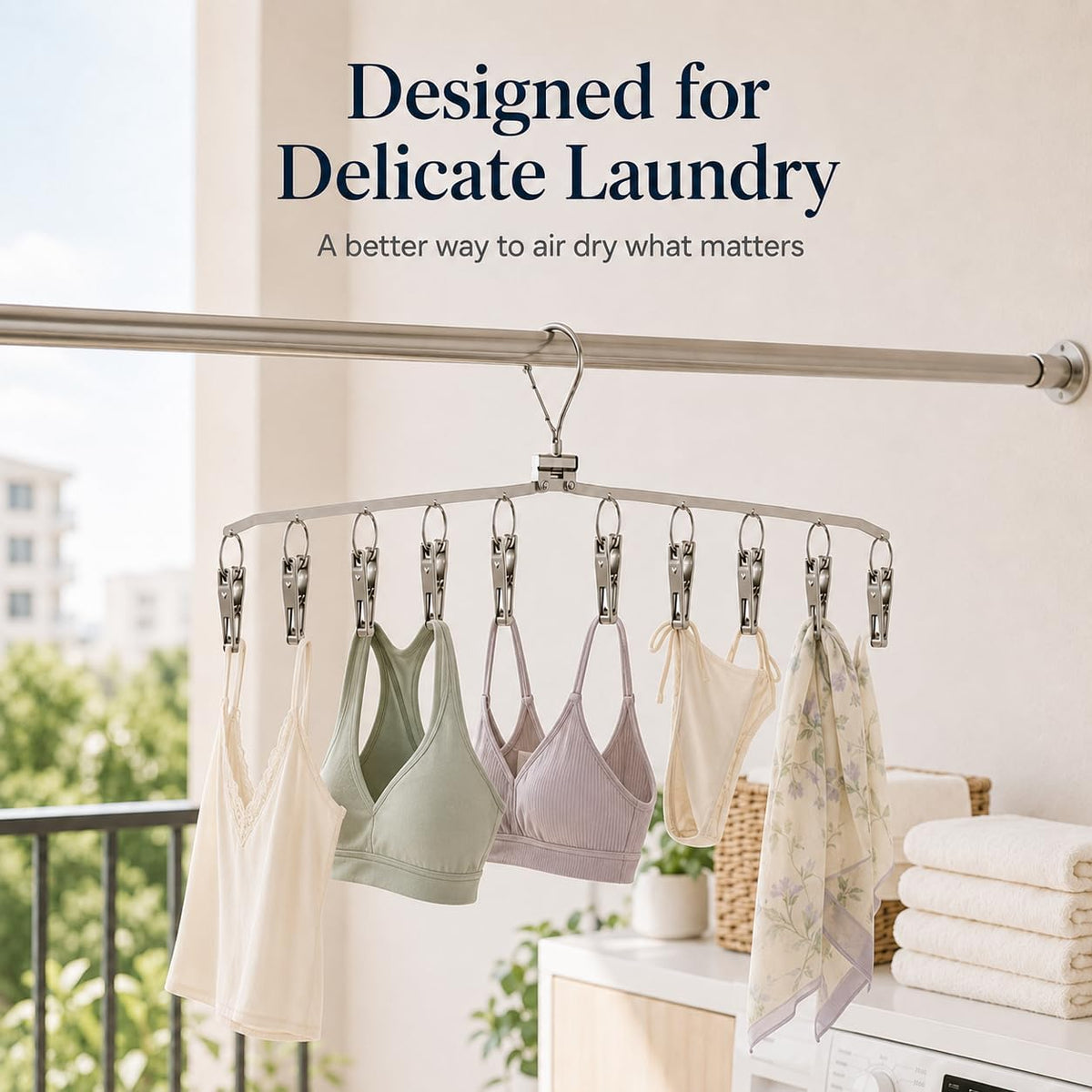 Foldable Clothes Drying Rack with 10 Clips, Stainless Steel, 4 Pack