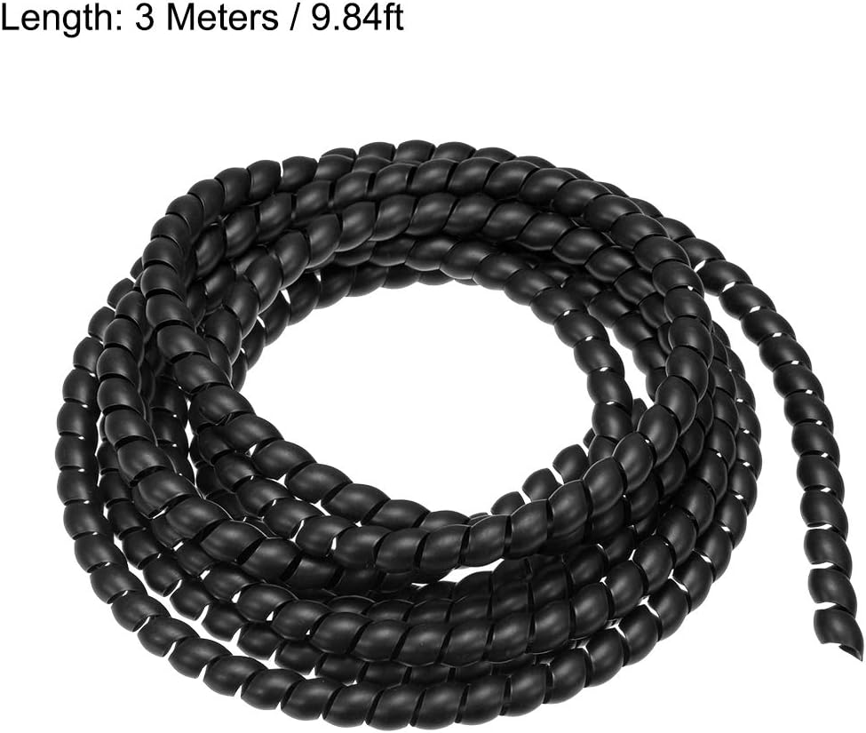uxcell Flexible Spiral Cable Wrap Wire Cord Wraps Management Sleeve 8mm x 10mm Computer Wire Manage Cord 3 Meters Length Black