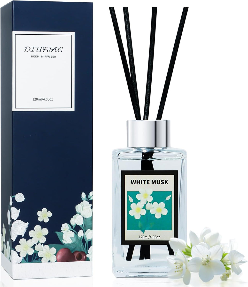 4.06 oz Reed Diffuser Set White Musk Air Freshener for Home