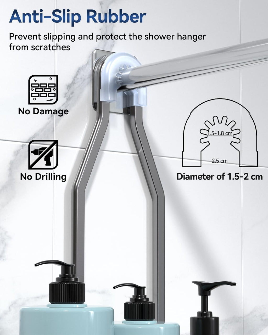 YASONIC Never Rust Shower Caddy Hanging, Aluminum Shower Racks for Inside Shower, 3-Tier Shower Organizer Hanging Over Shower Head with Hooks and Soap Holder, Grey